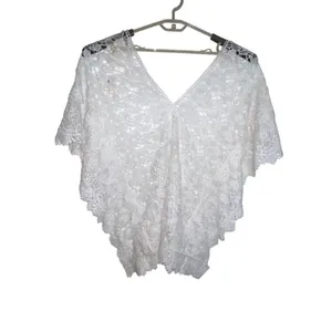 Yumi Kim White Sheer Lace Tulum Tunic Swim Cover Up Batwing Women‎ Size XS New thumbnail 4