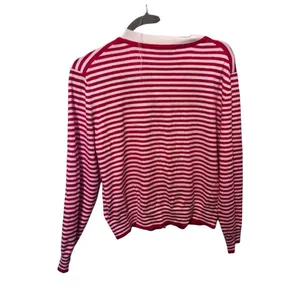 Free Assembly Women's Red & White Striped Cardigan Sweater L 12-14 thumbnail 3