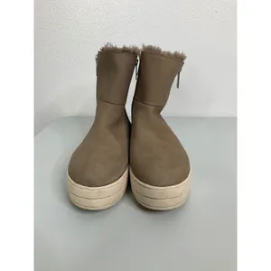 J/Slides NYC Womens Taupe Nubuck Leather Faux Fur Lined Platform Boots‎ Size 10 thumbnail 2