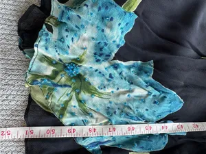 Vintage 90’s Dressbarn Black Blue Floral Beaded V Neck Bias Cut Slip Dress Sz M thumbnail 11