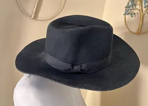Black 100% Wool Felt Cowboy Rancher Hat thumbnail 1