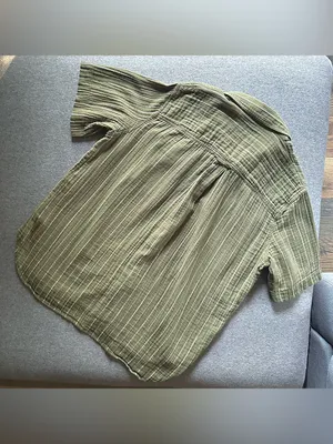 Madewell Lightspun Short Sleeve Flap Pocket Stripe Shirt in Kale Green Medium thumbnail 6