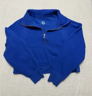 Lululemon Women's Scuba Royal Blue Solid 1/2 Zip Fleece Pockets Size Xs/S thumbnail 1