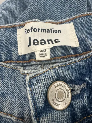 Reformation Jeans Wilder High Rise Wide‎ Leg Jeans Distressed Knees Size 28 thumbnail 4