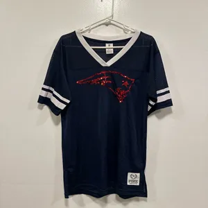Victoria's Secret Pink new england patriots Mesh V-Neck Jersey size medium thumbnail 6