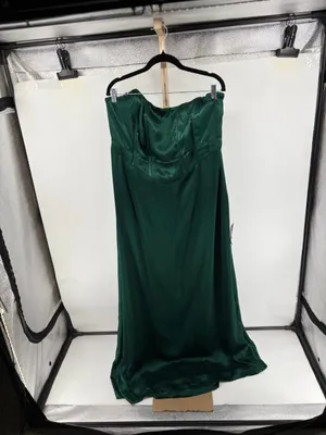 Lulus Extraordinary Presence Satin Strapless Maxi Dress 2X Dark Green NWT thumbnail 4