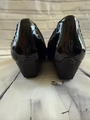 Circa Joan & David Patent Leather and Wedge Heel Shoes in Black thumbnail 5