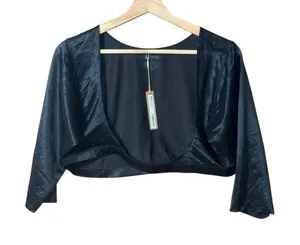 SKIMS Holiday Arm Shaper Sleeves Open Bust Compression Slimming Shrug Black Sz S thumbnail 1