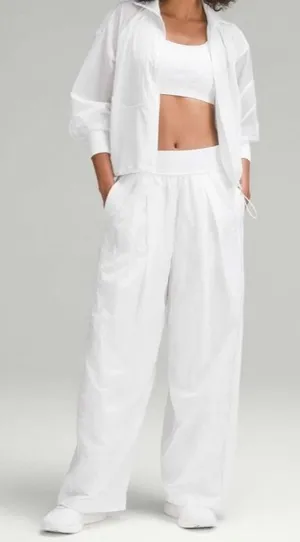 Lululemon Lightweight Tennis Mid-Rise Track Pants White Mesh Wide Leg Sporty thumbnail 1