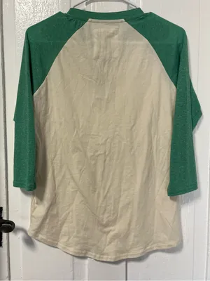 Masters Authentic by Red Jacket Logo Raglan Tshirt with front buttons size Small Green thumbnail 2