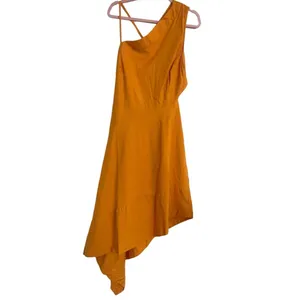 Anthropologie Sleeveless Asymmetrical Open Back Linen Midi Dress 14‎ Orange thumbnail 4