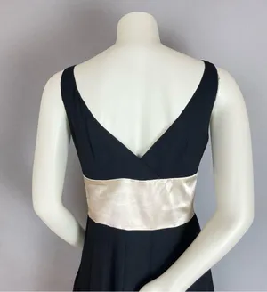 Vintage Chiffon Dress Bow Waist Satin V-Neck Sheer Sleeveless Homecoming Holiday thumbnail 4