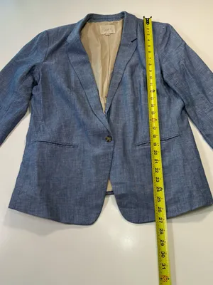 LOFT Linen Cotton Blend Light Blue Tailored Linen-Blend Blazer Size 10 thumbnail 3