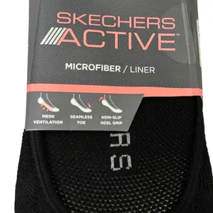 NEW Skechers Active Microfiber Liner No Show Socks 5 Pairs Size 5-9.5 Black thumbnail 2