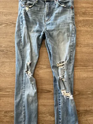 Abercrombie Simone High Rise Ankle Jeans Womens 28 6 Light Wash Distressed Y2K thumbnail 4