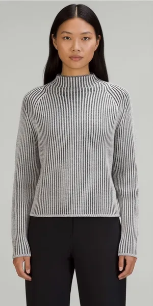 Lululemon Cotton-Cashmere Blend Mock Neck Sweater Gray Womens Size 0 thumbnail 2