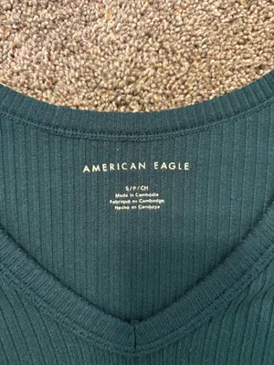 American Eagle Dark Green Ribbed Sweater Top thumbnail 2
