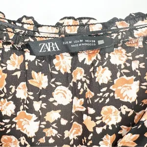 ZARA Women's Floral Tunic Mini Dress Size M Boho‎ Chic thumbnail 5