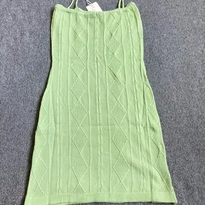 Light Green Cable Knit Diamond Bodycon‎ Mini Dress Spaghetti Strap XS thumbnail 5