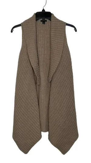 Ann Taylor Open Cardigan Sweater Size Small Tan Sleeveless Womens Wool‎ Blend thumbnail 1