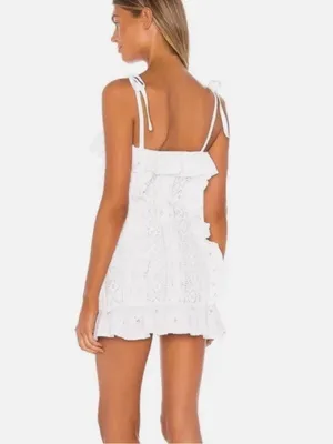 Majorelle Mara Mini Eyelet Lace Dress in White size XS $198 Bride Bridal thumbnail 2