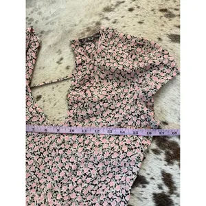 For Love & Lemons Hailey Pink Floral Print Maxi Dress Size‎ Small Slits thumbnail 6