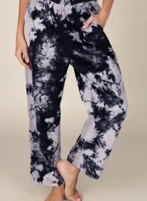 Natural Life Corduroy Wide Leg‎ Pants Medium Black Tie Dye thumbnail 1