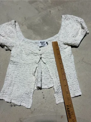 Princess Polly White Textured Puff-Sleeve Top 4 thumbnail 7