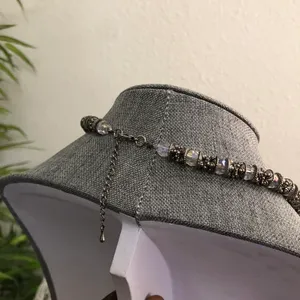 Y2K RARE Silver tone iridescent beaded glass resin gemstone choker necklace #fairy #grunge #subversive #whimsygoth #gothic festival jewel thumbnail 7