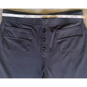 Halara Women's Wide Leg Pants Large Black High Rise Button Front Stretch thumbnail 2