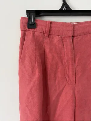 Aritzia Wilfred The Effortless Linen Cropped Wide Leg Pant Warm Sienna Red 2 thumbnail 2