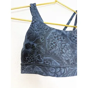 Lululemon Free To Be Serene Bra Size 6 Strappy Back Floral Print Blue Yoga thumbnail 7