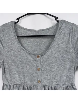 Icon Apparel Women’s M Gray Button Front Babydoll Top thumbnail 2