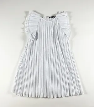ZARA Cotton Poplin Accordion Pleated Flutter Sleeve Pullover Mini Sleep White S thumbnail 1