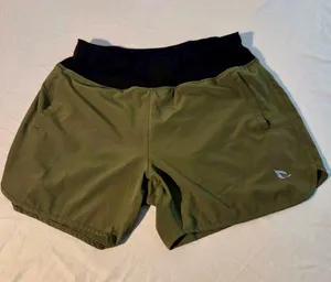 Baleaf Women’s Athletic Running Shorts Built-In Brief Pockets Olive Green Size M thumbnail 1