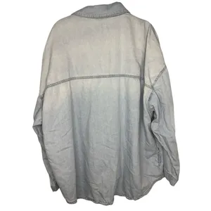 Risen Light Wash Denim Shirt Shacket Oversized Size XL Button Up thumbnail 3