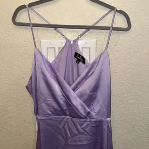 Lulus XL Lavender Purple Satin Maxi Bridesmaid Formal Black Tie Wedding Dress thumbnail 4