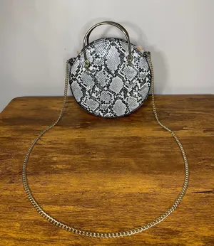Mango Snakeskin Round Crossbody Bag with Gold Chain festival thumbnail 1