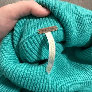Free People Oasis Blue Softly Structured Knit Tunic Turtleneck Sweater‎ Size XS thumbnail 6