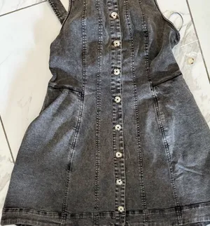 Free People Black Wash Denim Dress Size Small thumbnail 1