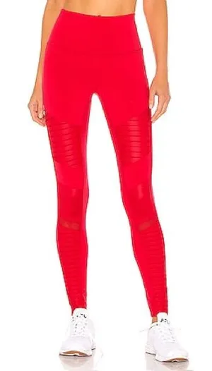 ALO Yoga Leggings Moto Airbrush Active Workout Pants Red XS Gym Pilates Fitness thumbnail 1