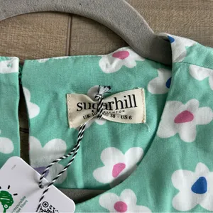 Sugarhill Brighton London Polly Maxi Tiered Dress Green Rainbow Daises NWT 6 thumbnail 7