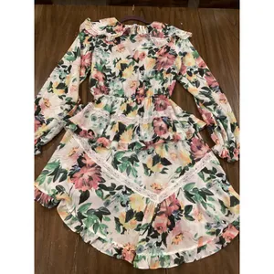FOR LOVE AND LEMONS Bailey Floral Asymmetrical long sleeve ruffle mini Dress S thumbnail 12
