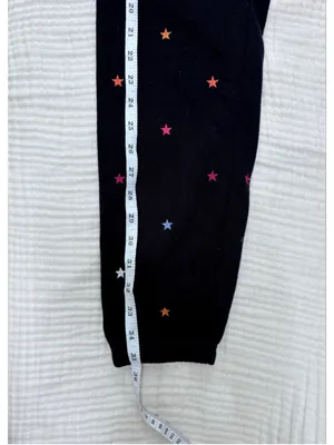 Women's P. J. Salvage Black Jogger Pants Multicolor Embroidered Stars Size XS thumbnail 7