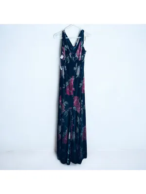 Jeffrey & Dara Vintage Velvet Black Rose Maxi Dress Women 12 thumbnail 7