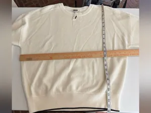 Madewell Merino Wool Pullover Sweater ivory & black trim size large capsule 2025 thumbnail 5