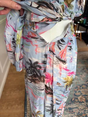 NWT TAJ by Sabrina Crippa Light Blue Tropical V-Neck Two-Piece Set Sz S Luxury thumbnail 11