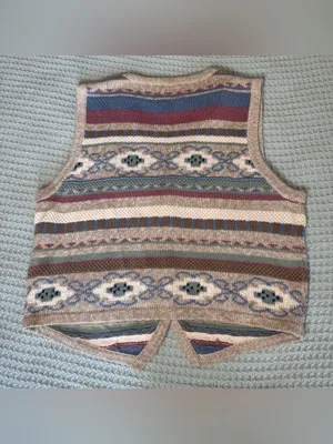 Vintage Hand Embroidered Christopher & Banks Sweater Vest Large Tan Mauve 90s thumbnail 3