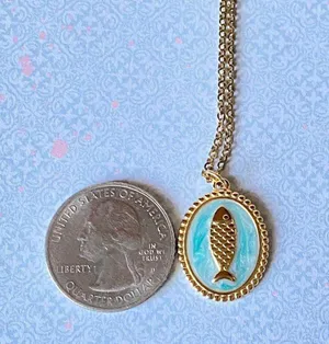 Handmade gold tone stainless steel fish necklace 🐟🌀 thumbnail 8