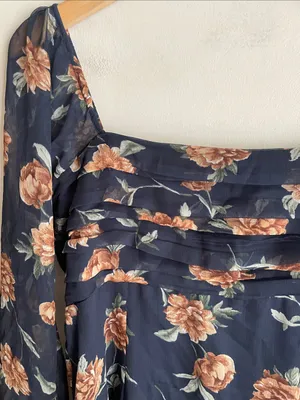 Abercrombie & Fitch Emerson Chiffon Long Sleeves Midi Floral Dress thumbnail 9